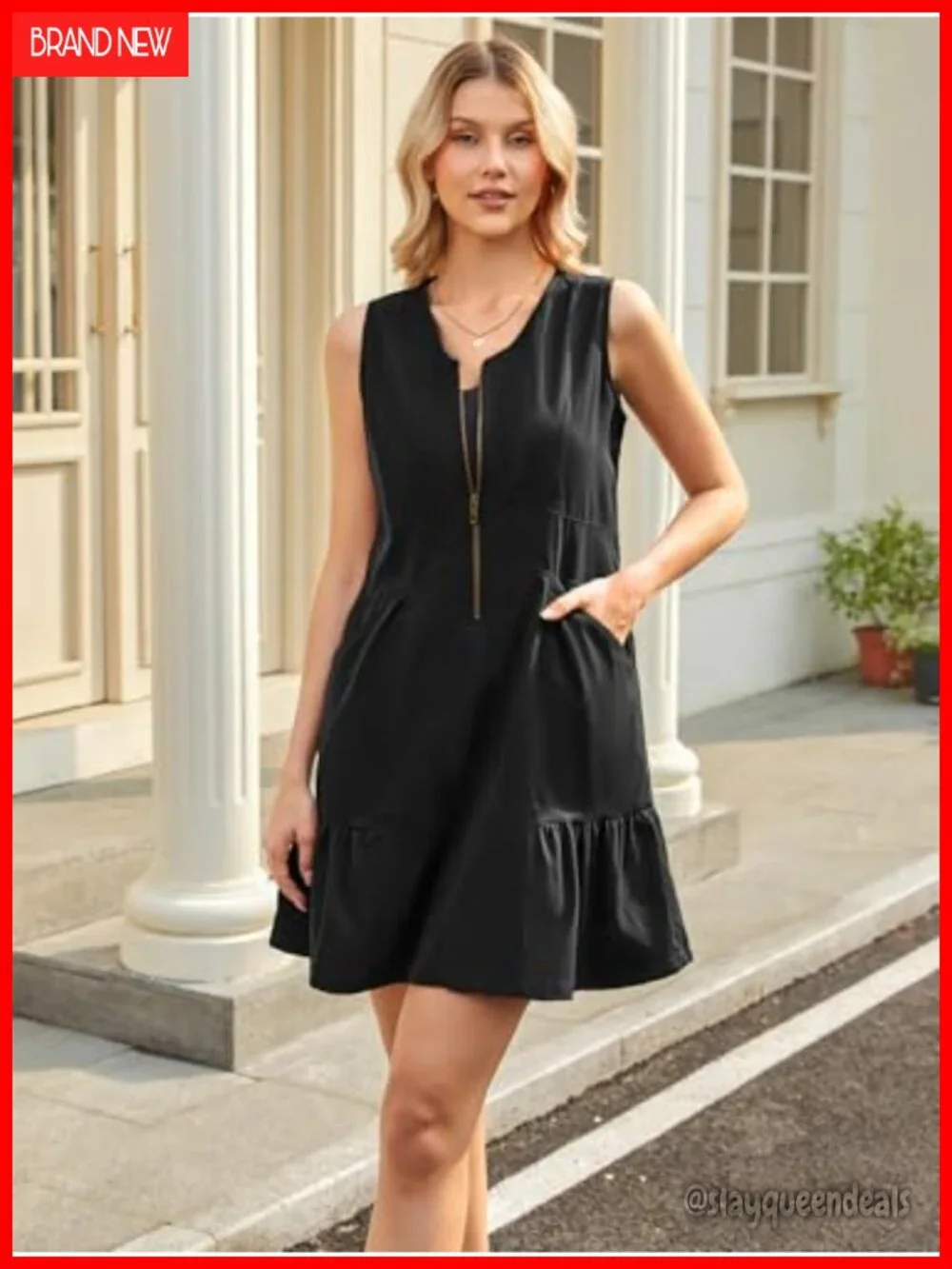 Half Zip Tank Utility Dress with Pockets
